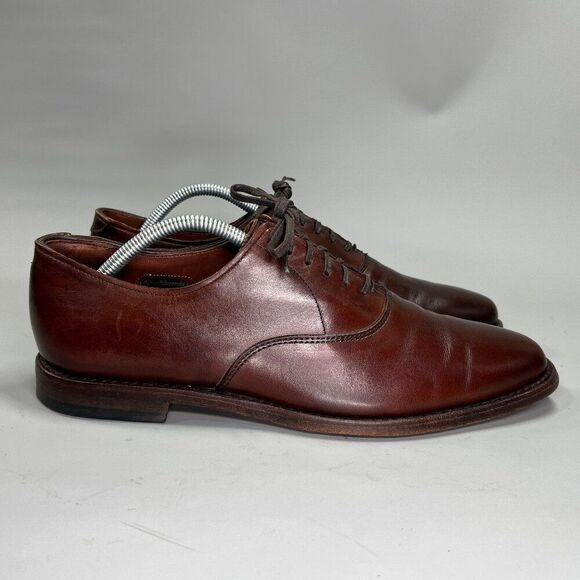 Allen Edmonds Carlyle Plain Toe Oxfords Mens Size 9.5D Brown Leather Dress Shoes - Picture 1 of 13